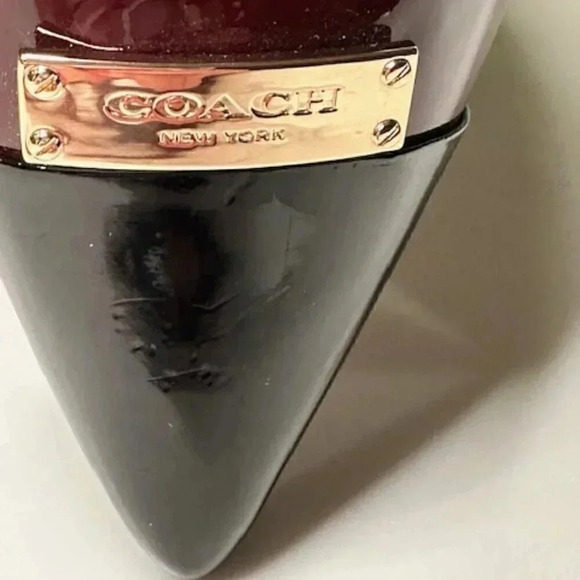Coach Bowery Patent Leather Shoe/Pump/Heel Burgundy/Black Size 10B NWOT - Picture 2 of 12